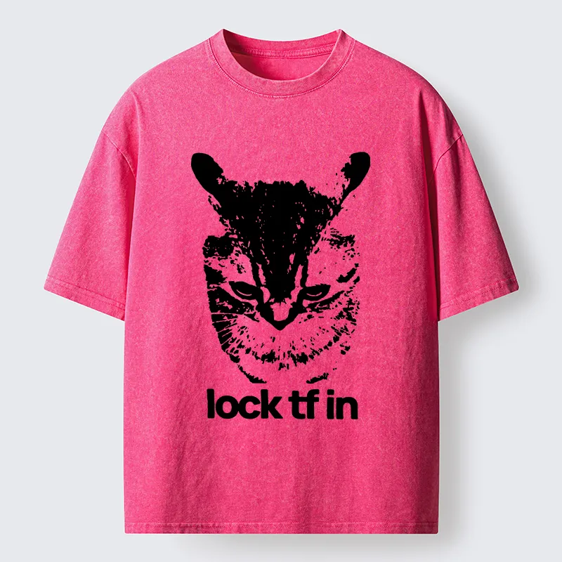 Magmoo Serious Cat Meme Washed T-Shirt-Magmoo