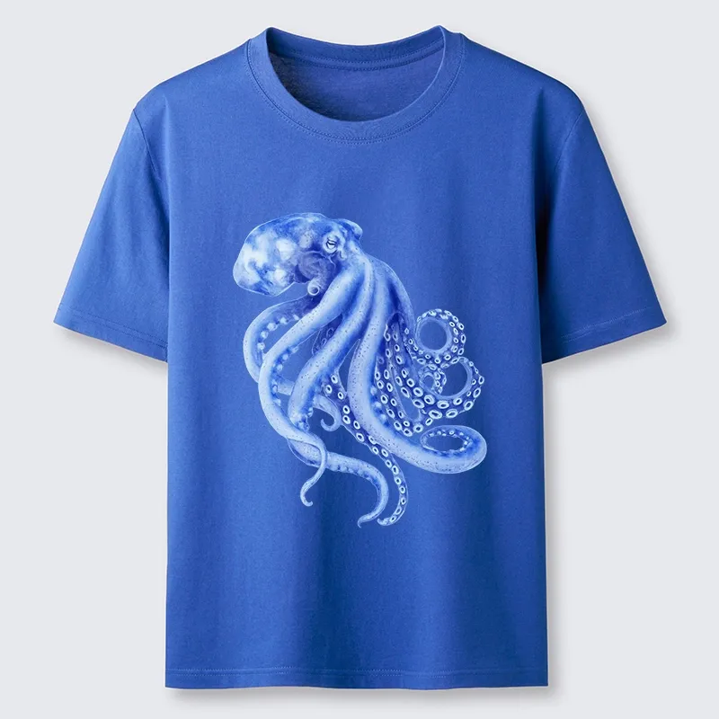Magmoo Retro Blue Octopus Classic T-Shirt-Magmoo
