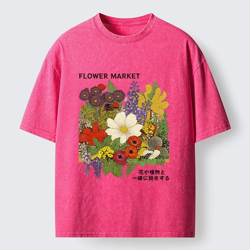 Magmoo Vintage Flower Market Blooms Washed T-Shirt-Magmoo