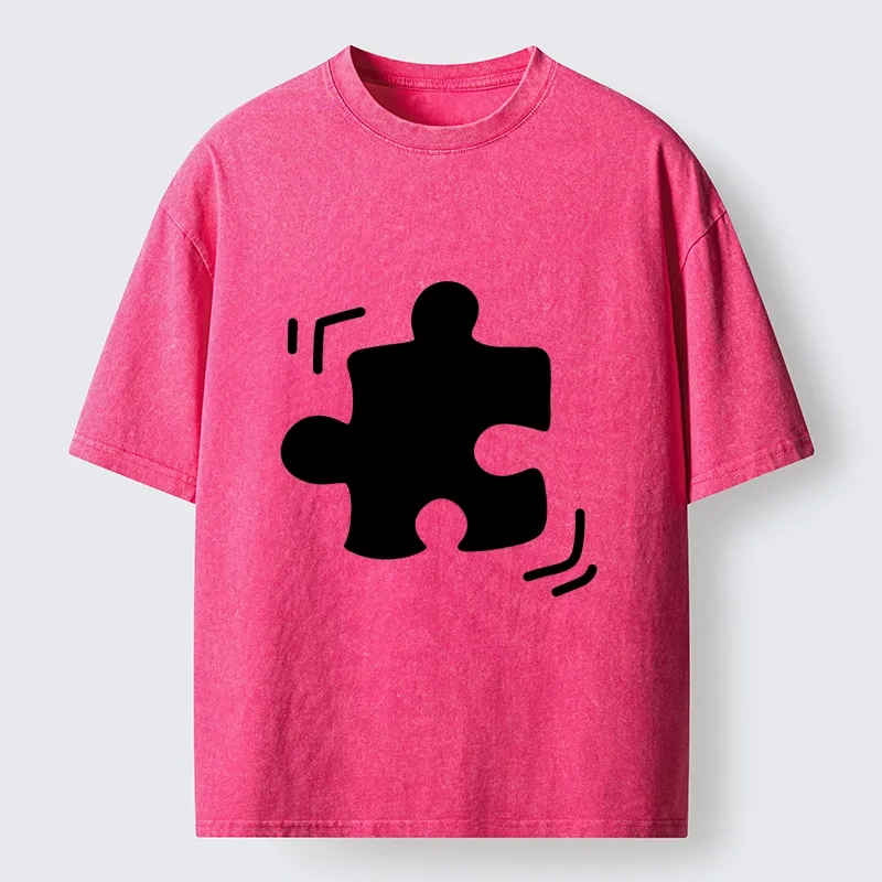 Magmoo Black Puzzle Piece Washed T-Shirt-Magmoo