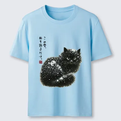Magmoo Black Cat Adorned By Snow Classic T-Shirt
