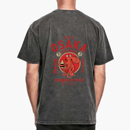 Magmoo Drunken Octopus Japan Front Back Washed T-Shirt