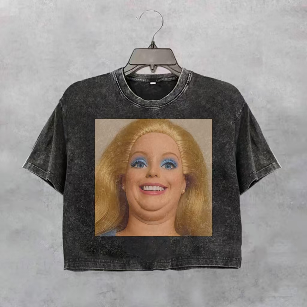 Funny Doll Face GIRL MEME CROP SHIRT