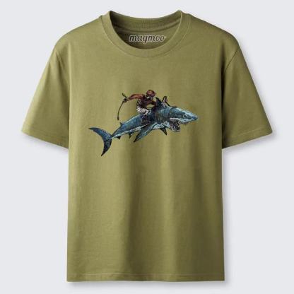 Magmoo Samurai Riding A Shark T-shirt