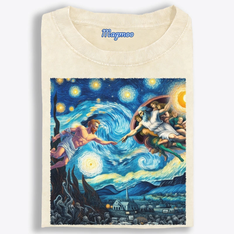 The Creation of Adam Starry Night Crossover Washed T-Shirt