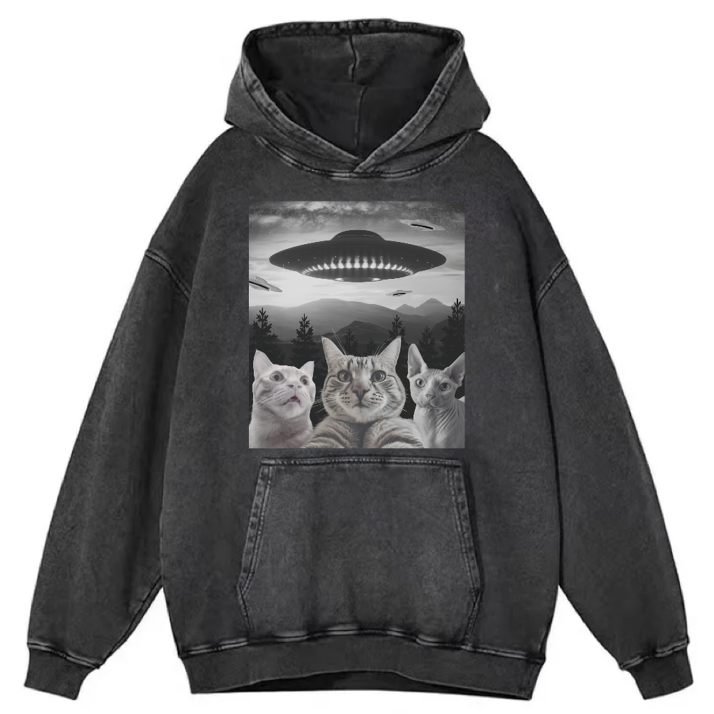Funny Animal Selfie With UFO Art Acid Wash Shirt/Sweatshirt/Hoodie
