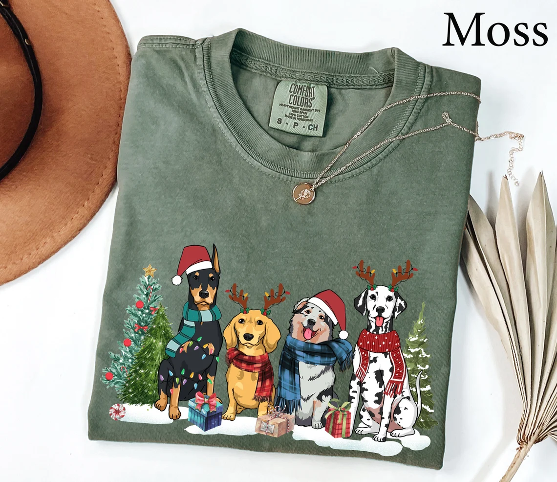 Comfort Color Christmas Dogs Dog Lover T-shirt