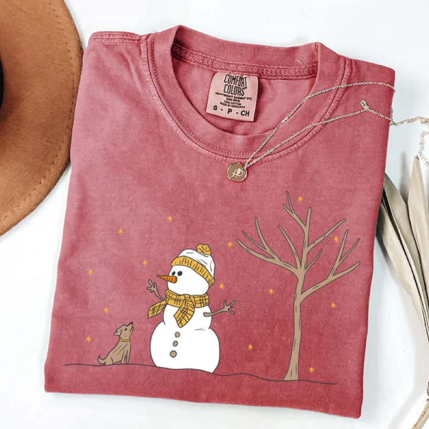 Comfort Colors Christmas Snowman T-shirt