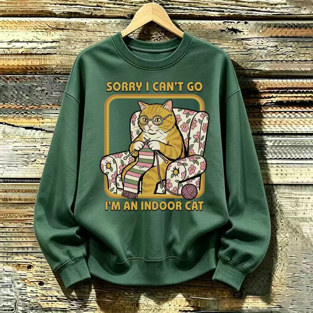 Indoor Knitting Cat Sweatshirt