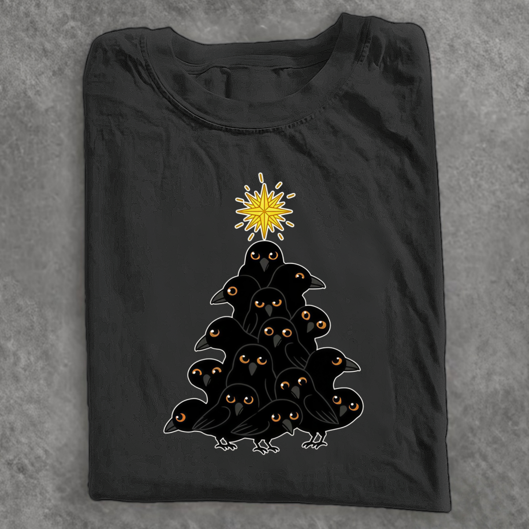 Magmoo Crow Christmas Tree T-shirt