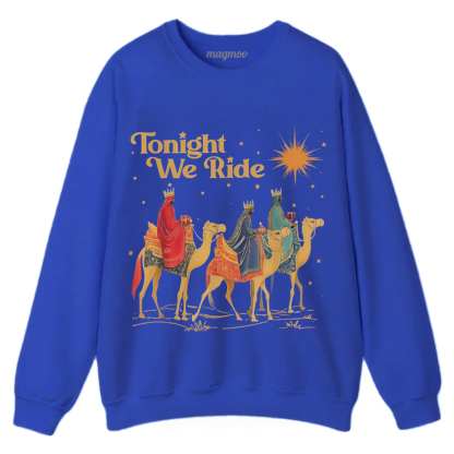 Magmoo Retro Tonight We Ride Christmas Christian Quote Sweatshirt