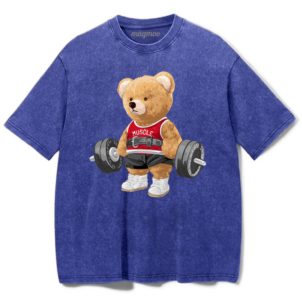 Magmoo Exercise Bear Washed Gym Shirt