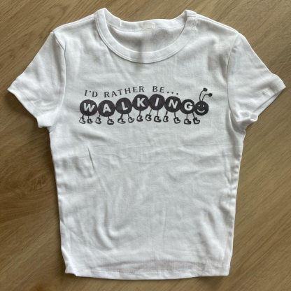 Cartoon I'd Rather Be Walking Cute Women's Tee-Magmoo