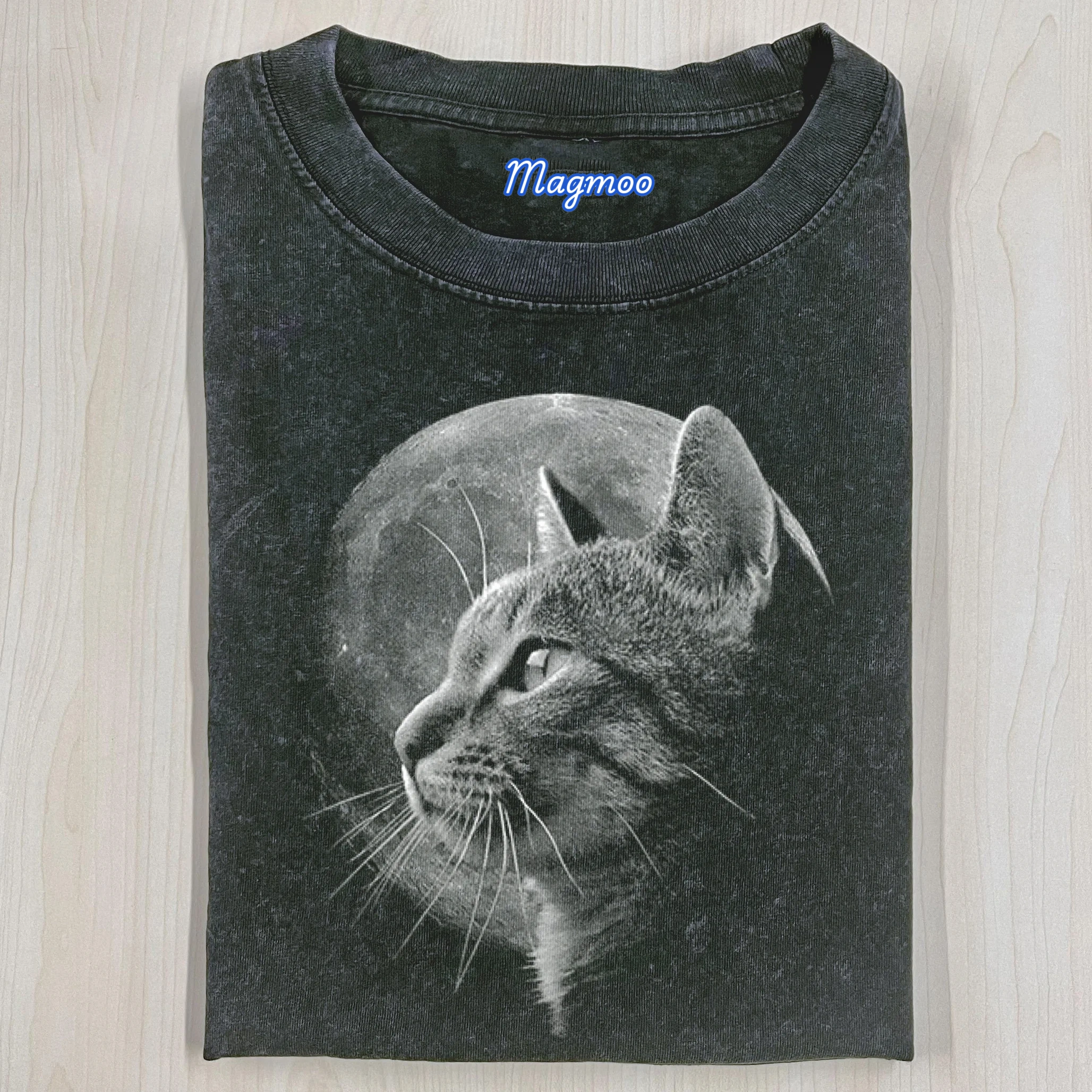 FUNNY CAT IN MOONLIGHT T-SHIRT-Magmoo