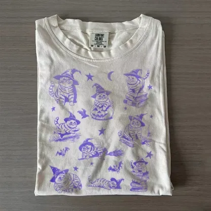 RETRO CAT HALLOWEEN TEE-Magmoo