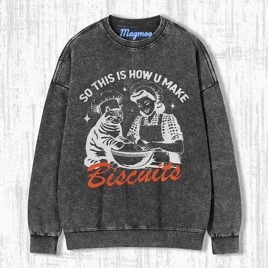 VINTAGE CAT BISCUIT MAKING T-SHIRT