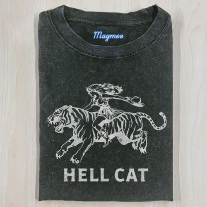 VINTAGE COWGIRL HELL CAT T-SHIRT-Magmoo