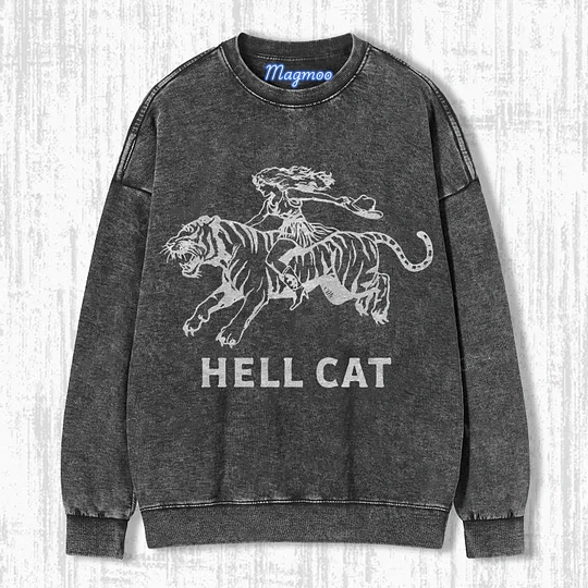 VINTAGE COWGIRL HELL CAT T-SHIRT-Magmoo