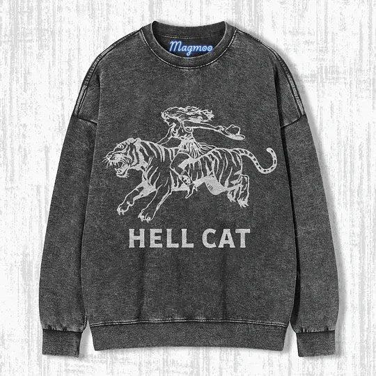 VINTAGE COWGIRL HELL CAT T-SHIRT-Magmoo