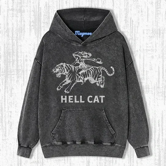 VINTAGE COWGIRL HELL CAT T-SHIRT-Magmoo