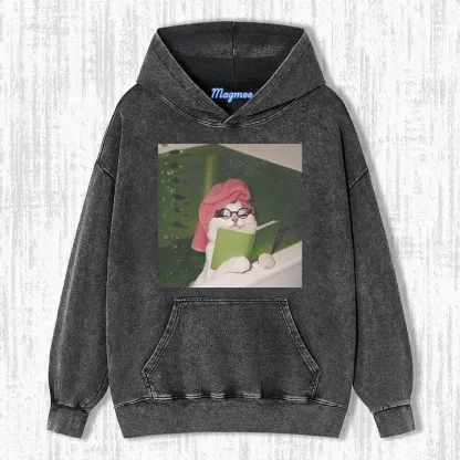 THE CAT WHO STUDIED HARD T-SHIRT-Magmoo