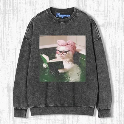 THE CAT WHO STUDIED HARD T-SHIRT-Magmoo