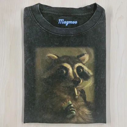 SMOKING RACCOON T-SHIRT-Magmoo