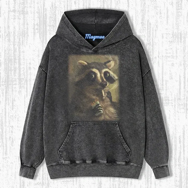 SMOKING RACCOON T-SHIRT-Magmoo