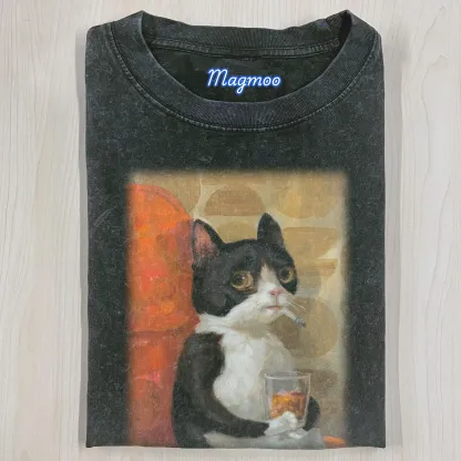 SMOKING CAT T-SHIRT-Magmoo