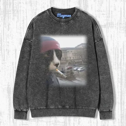 SMOKING CAT T-SHIRT-Magmoo