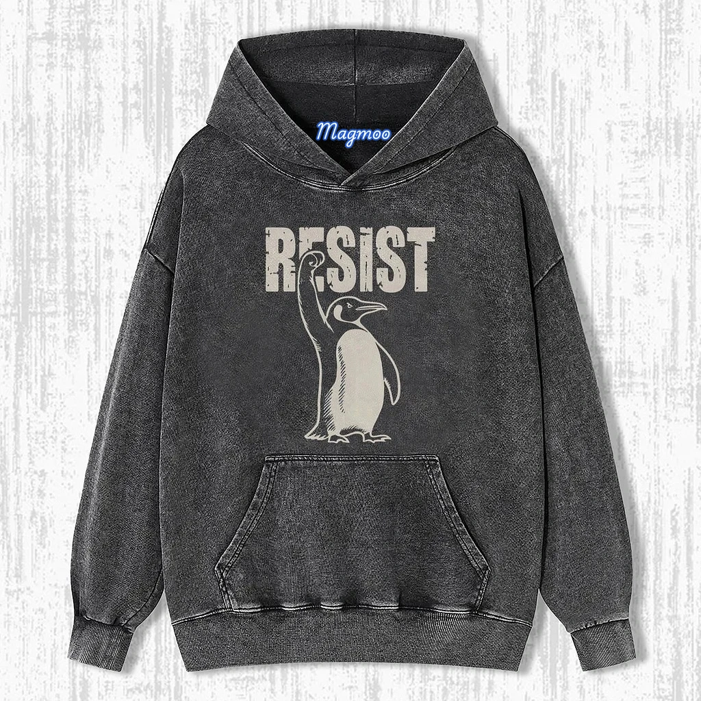 THE PENGUINS RESIST FUNNY WASHED T-SHIRT