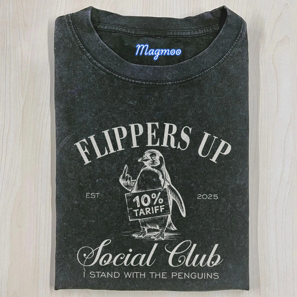 THE PENGUINS RESIST FUNNY WASHED T-SHIRT