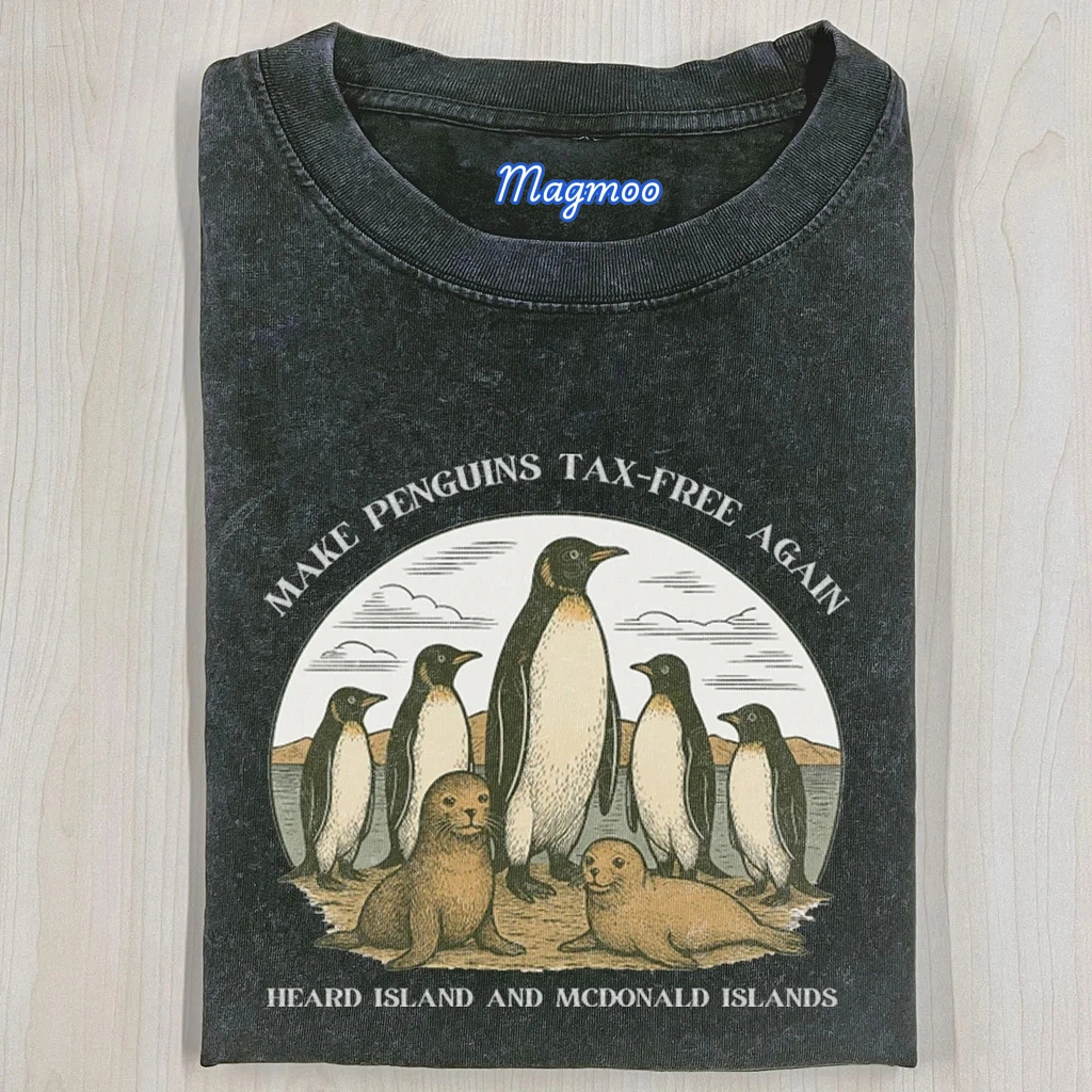 THE PENGUINS RESIST FUNNY WASHED T-SHIRT