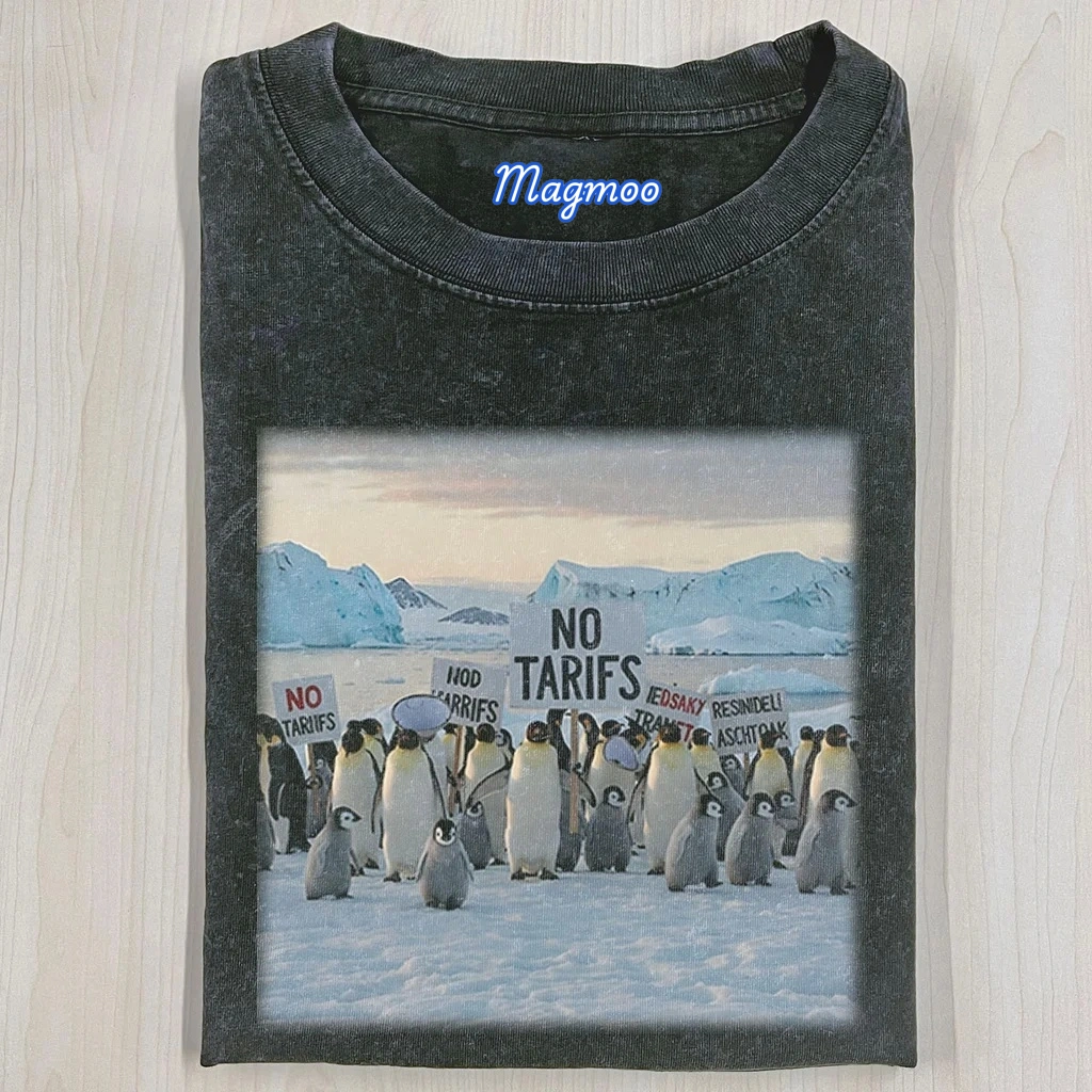 THE PENGUINS RESIST FUNNY WASHED T-SHIRT