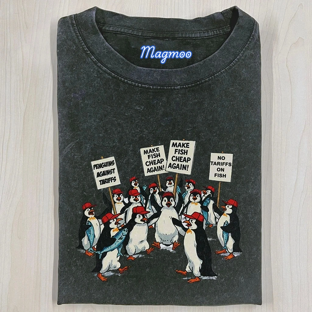 THE PENGUINS RESIST FUNNY WASHED T-SHIRT
