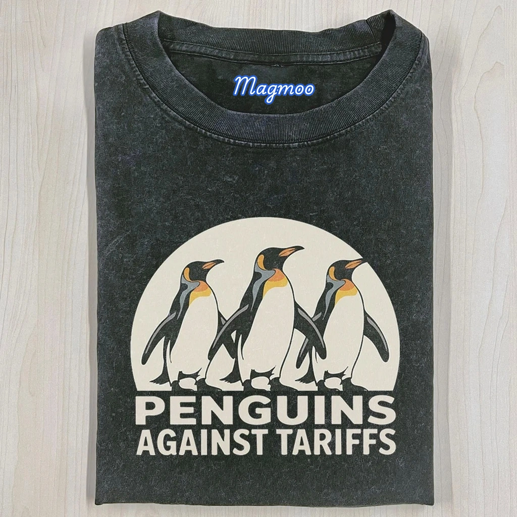 THE PENGUINS RESIST FUNNY WASHED T-SHIRT
