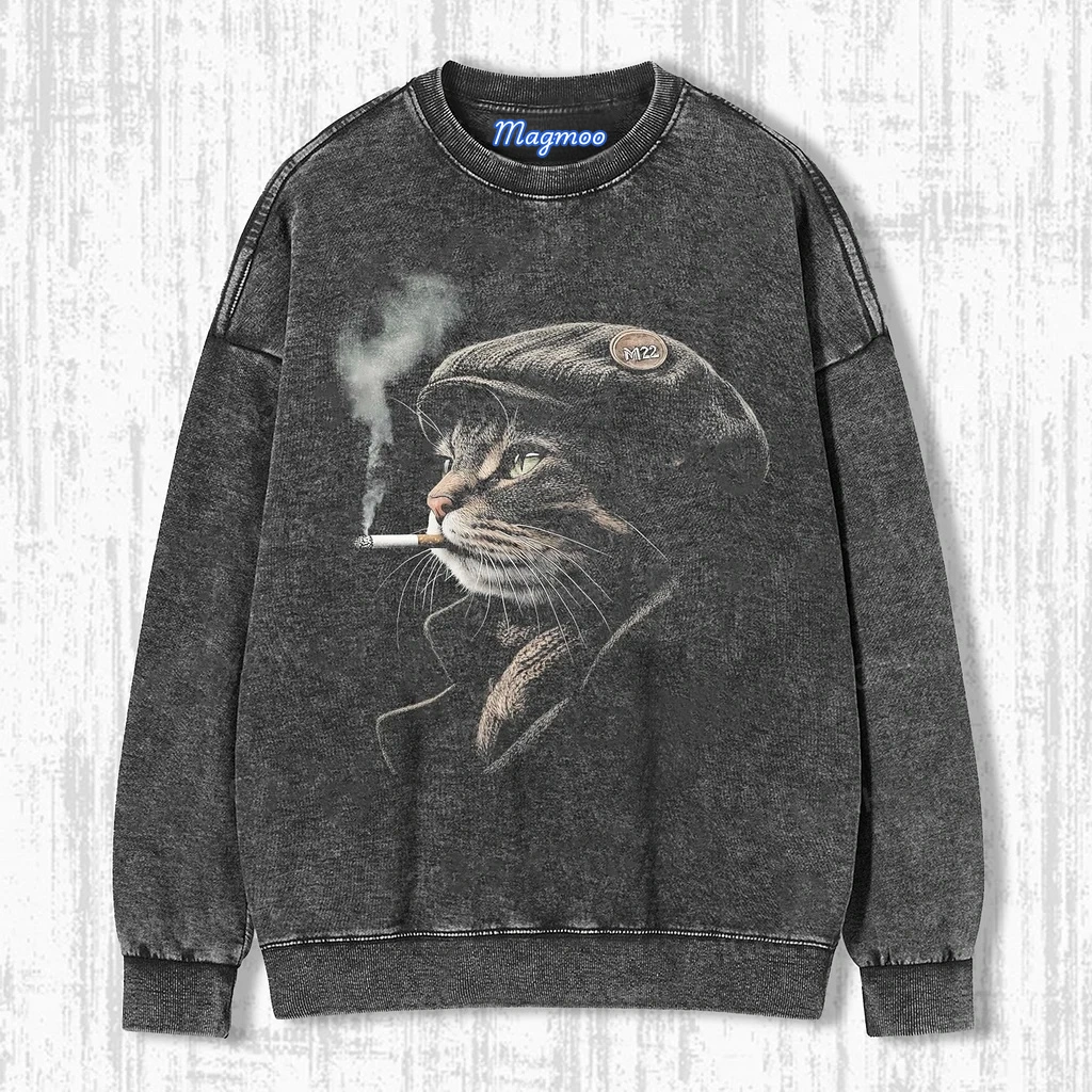SMOKING CAT HOODIE-Magmoo