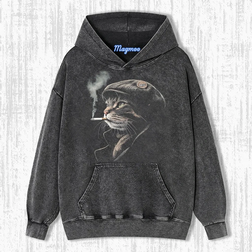 SMOKING CAT HOODIE-Magmoo