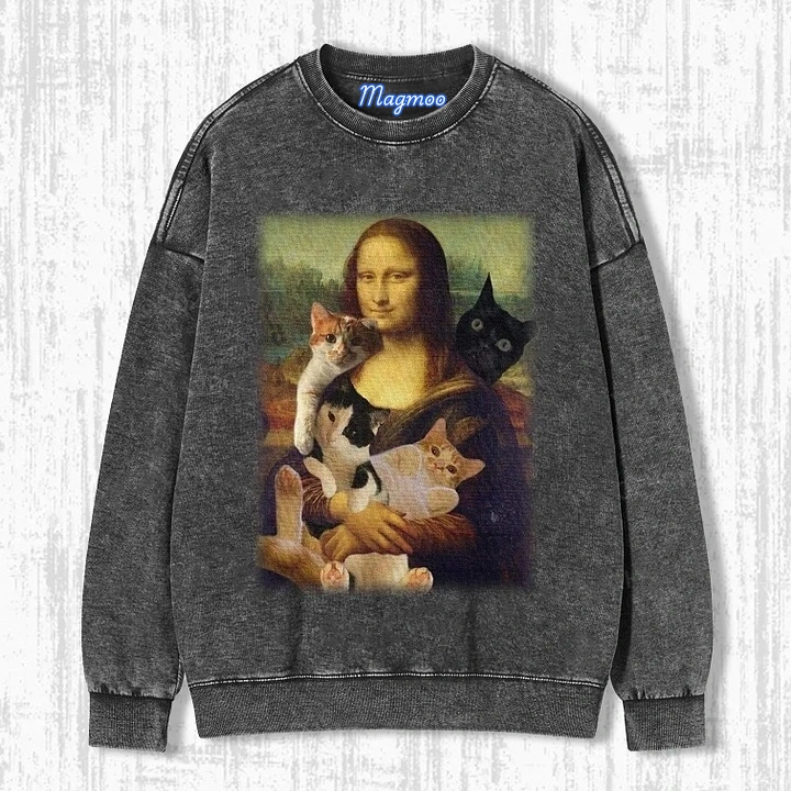 MONA LISA AND CAT T-SHIRT-Magmoo