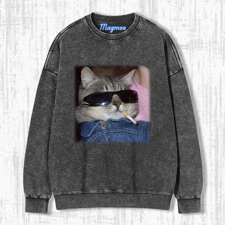 CAT SMOKING T-SHIRT-Magmoo