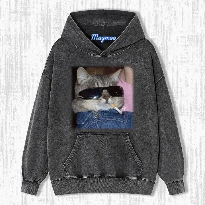 CAT SMOKING T-SHIRT-Magmoo