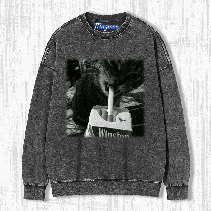 CAT SMOKING T-SHIRT-Magmoo