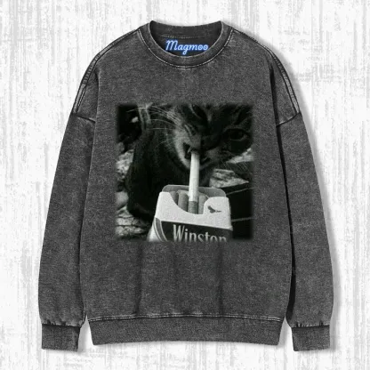 CAT SMOKING T-SHIRT-Magmoo
