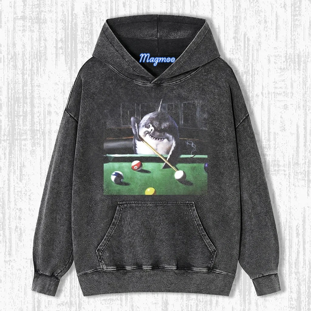 SHARKS PLAYING BILLIARDS FUNNY T-SHIRT