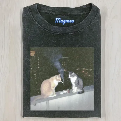 SMOKING CAT T-SHIRT-Magmoo