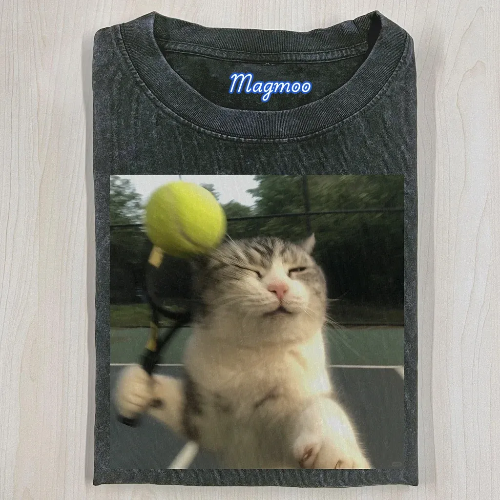 TENNIS BALL CAT T-SHIRT-Magmoo