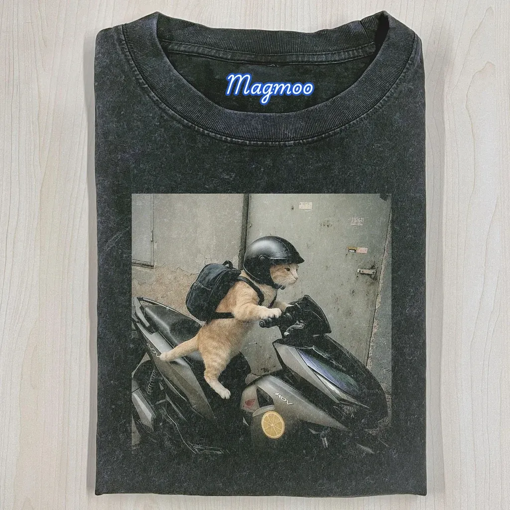 MOTORCYCLE CAT T-SHIRT-Magmoo