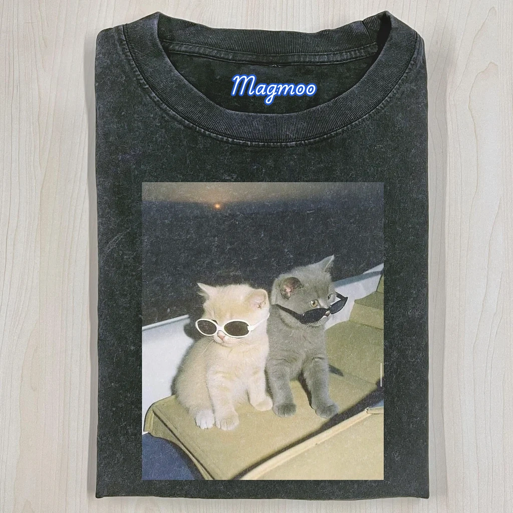 CAT WITH SUNGLASSES HOODIE-Magmoo