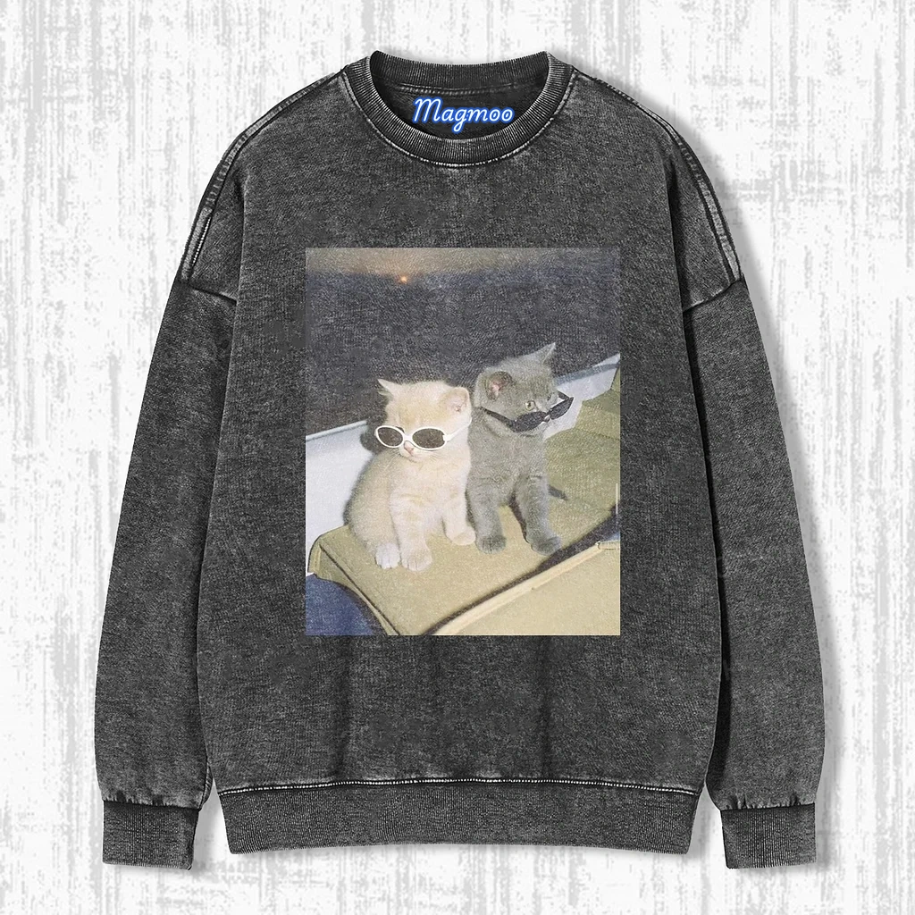 CAT WITH SUNGLASSES HOODIE-Magmoo