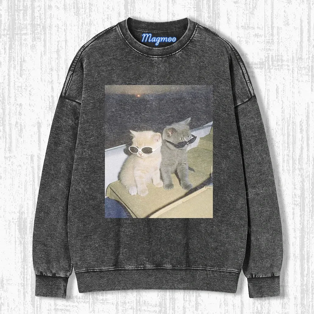 CAT WITH SUNGLASSES HOODIE-Magmoo